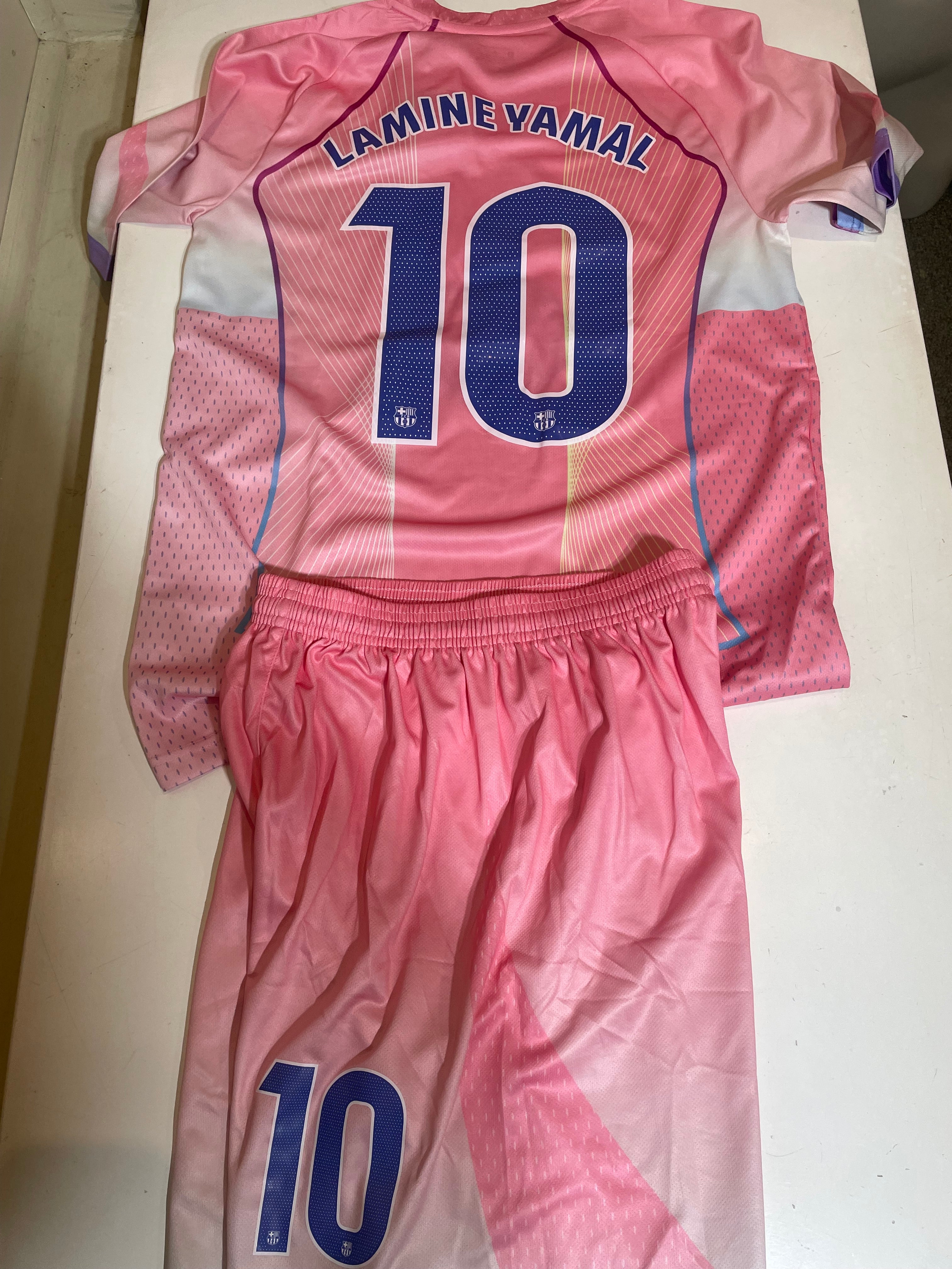 Barcelona youth soccer Jersey set pink